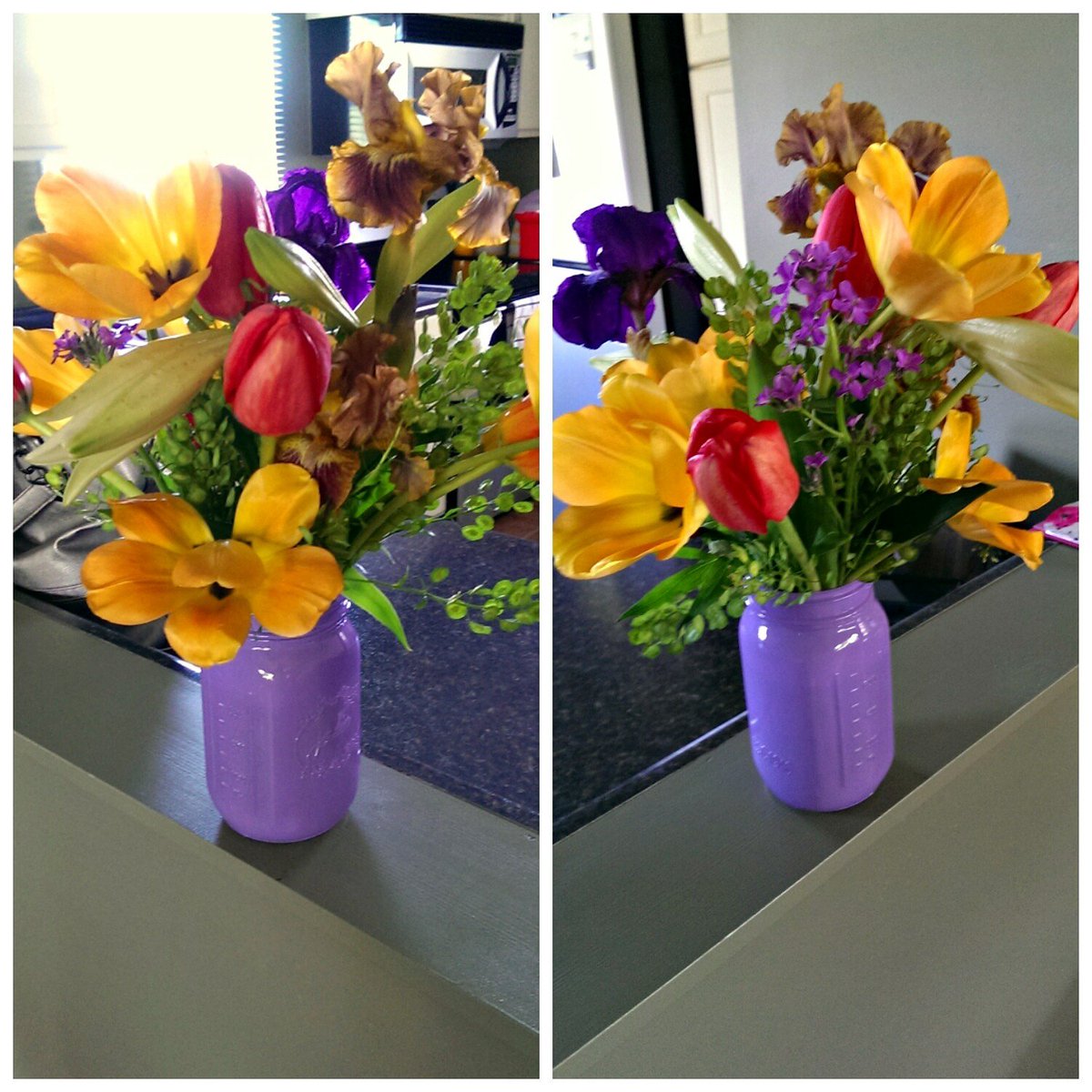 Abs3500's tweet image. #farmersmarketflowers #Lily #peony #tulips #iris #flowersformom #floraldesigner #masonjar #spring