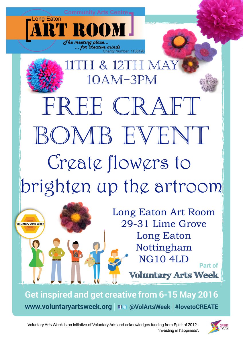 LEArtRoom's tweet photo. FREE craft bomb event Wed &amp; Thurs 10am-3pmbrighten up the artroom @LongEatonLife @VolArtsWeek  #lovetoCREATE #CRAFT https://t.co/wXW21jOZCE