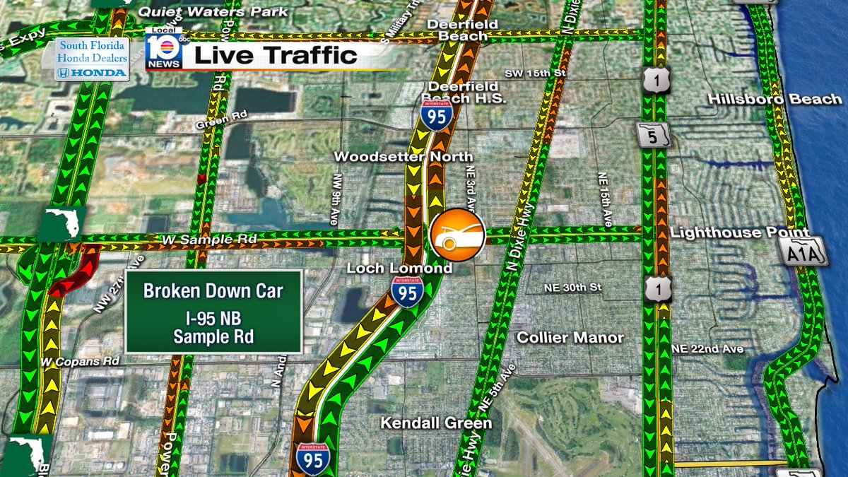 Broken down car on I-95 NB and Sample Rd #TRAFFIC https://t.co/6iN3xZSuPv