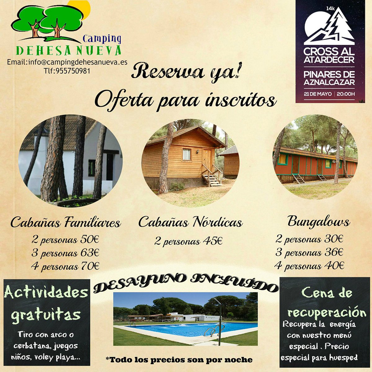 #TopRunner El Camping Dehesa Nueva propone ofertas para participantes en el Cross de #Aznalcázar