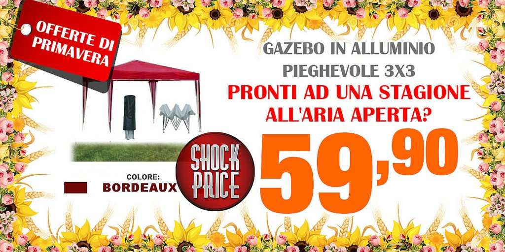 grecoshop's tweet photo. #Martedi di #grandiarrivi su #Grecoshop: #gazebo #pieghevole in #alluminio a #prezzospeciale #ordinasubito! #top https://t.co/FLar1V6CQT