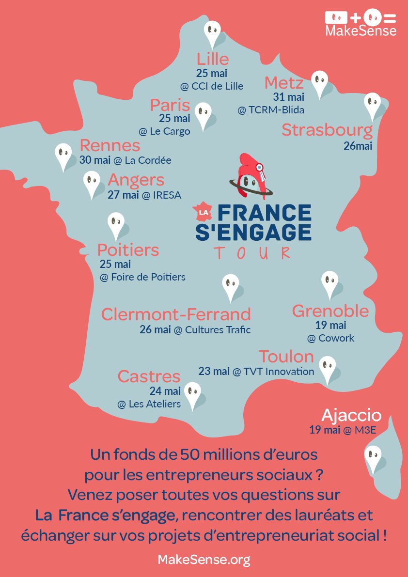 makesense's tweet photo. 🚀 Innovateurs sociaux, 50 millions d’euros pour changer d’échelle avec @LaFrancesengage ! ➡ https://t.co/LGZqvWkto5 https://t.co/pp7a2uUIlc
