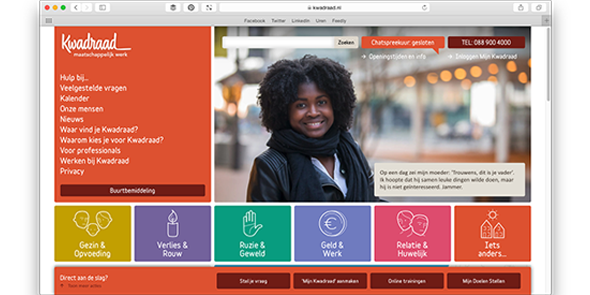 kwadraad's tweet photo. Heb je onze vernieuwde website al gezien? > https://t.co/5J4etFlY9a #maatschappelijkwerk https://t.co/ocRfrlpCAC