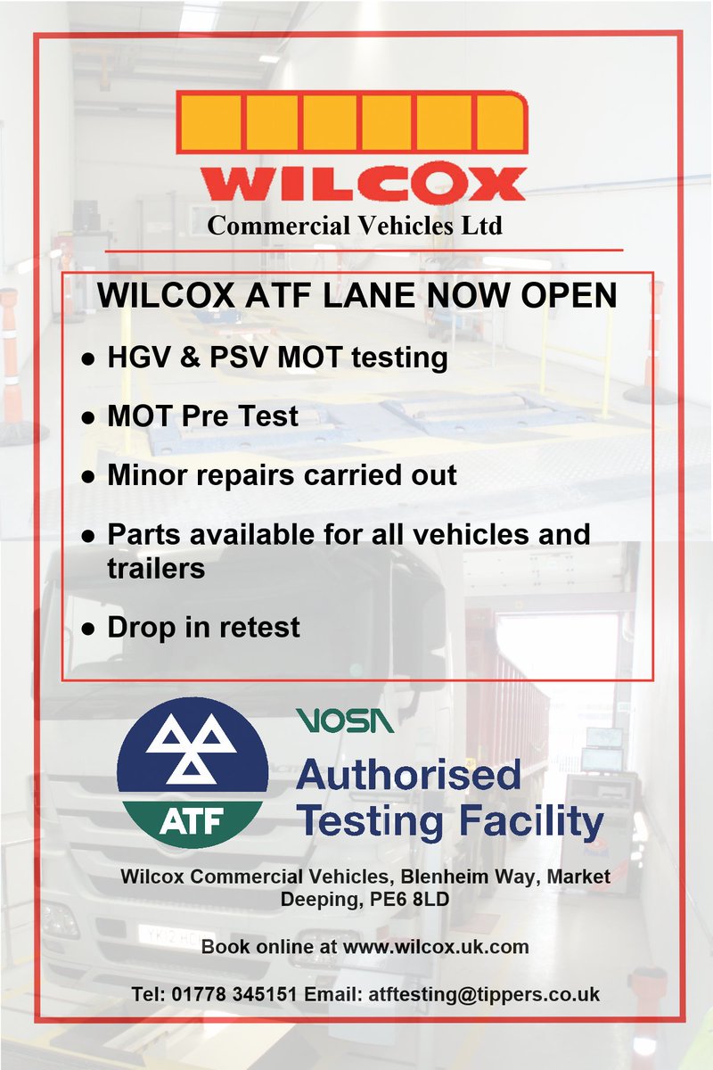 You can now book your MOT slot online, visit wilcox.uk.com or call 01778 245151