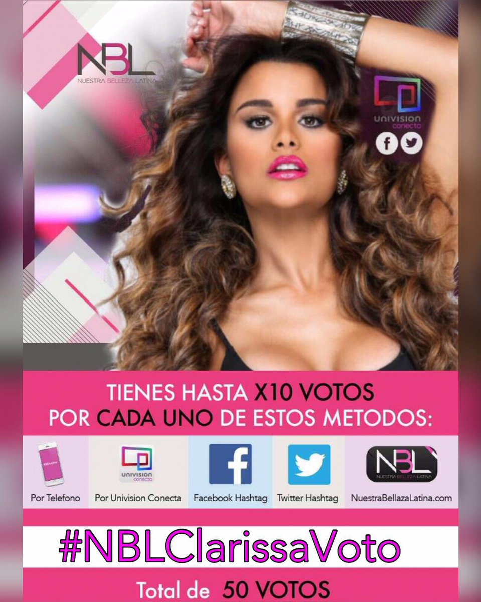 ClaryMolinaRD's tweet photo. Dile a tus amigos que voten! 🎉#NBLClarissaVoto (Este es un ejemplo de voto + foto) Para todo lo que publiques hoy! 😊 https://t.co/wbIDFQS1pl