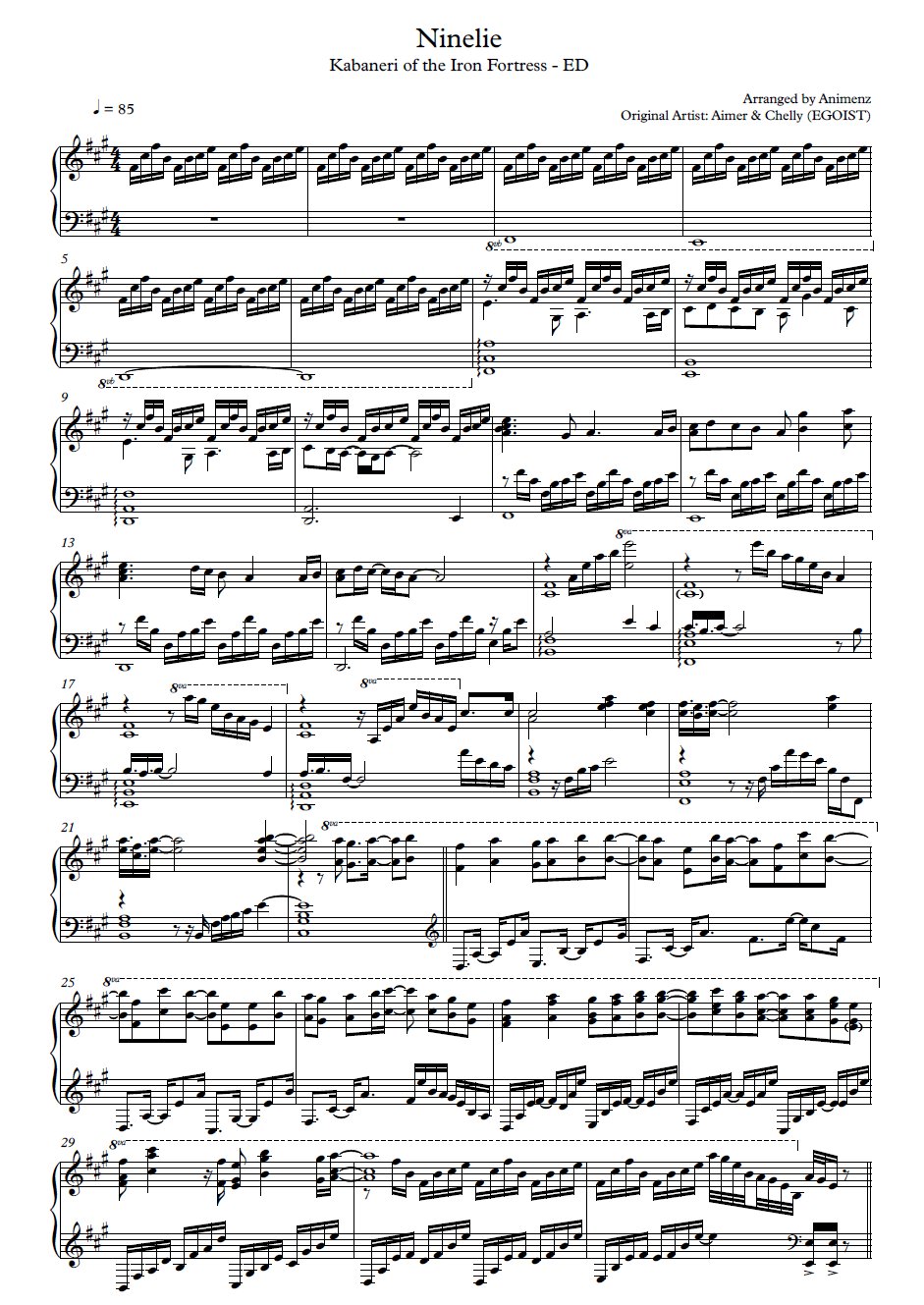 Will Piano Sheet Animenz