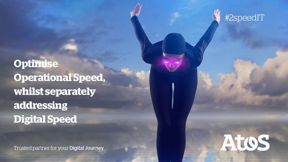 Atos's tweet photo. In the #digitaltransformation from #2speedIT using 3 speeds - by @The_Digital_COO #BimodalIT https://t.co/fZ0iYV1mE5 https://t.co/tB0uEMfYUO