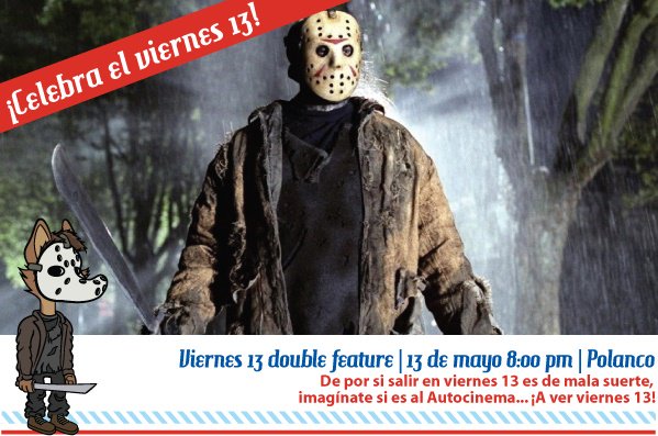 Lo único de mala suerte del #Viernes13 es perderte la doble función en el Autocinema del clásico de terror!