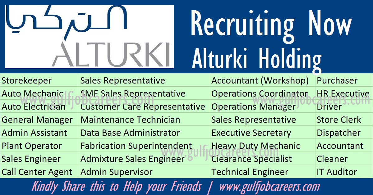 Gulfjobcareers Alturki Holding Recruiting Now Multiple Location T Co Avveye4v9v