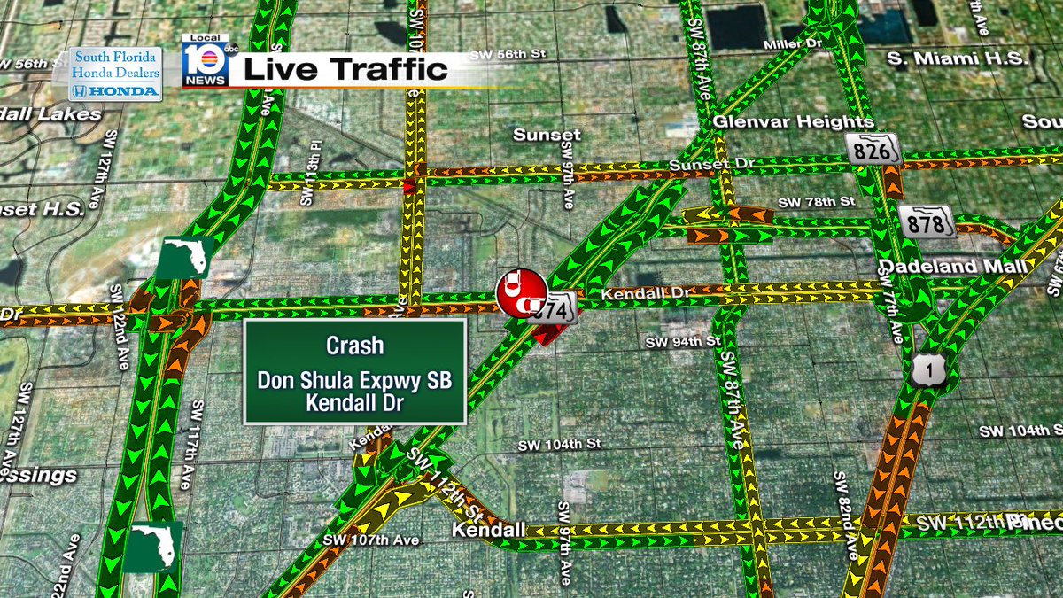 Crash on Don Shula Expwy SB & Kendall Dr #TRAFFIC #MIAMI https://t.co/CCyFYo31ef