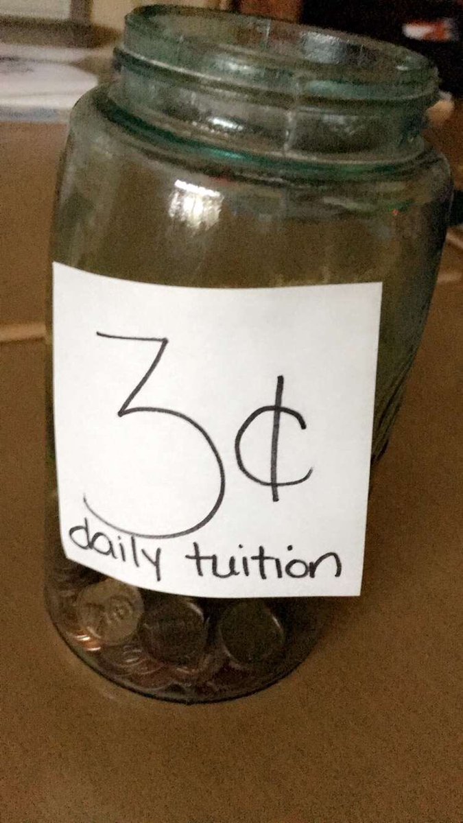 MissGerding's tweet photo. Students paid "3 cents" to come to school today. #playmoney https://t.co/rWauS8HR83