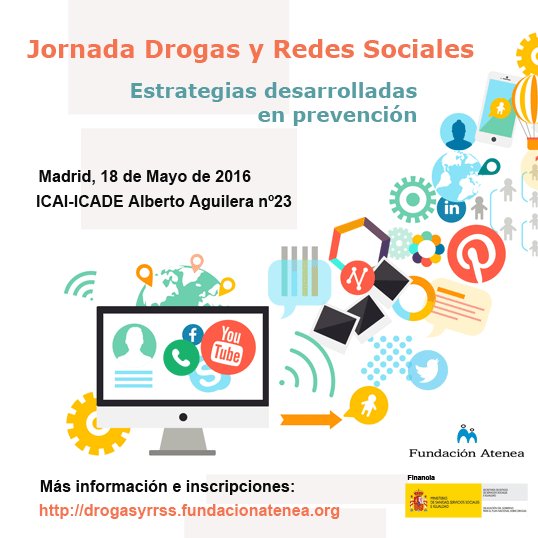 FundacionAtenea's tweet photo. No te pierdas la jornada sobre drogas y Redes Sociales Estrategias desarrolladas en prevención @PNSDgob ¡Inscríbete! https://t.co/YVIrAuymZI