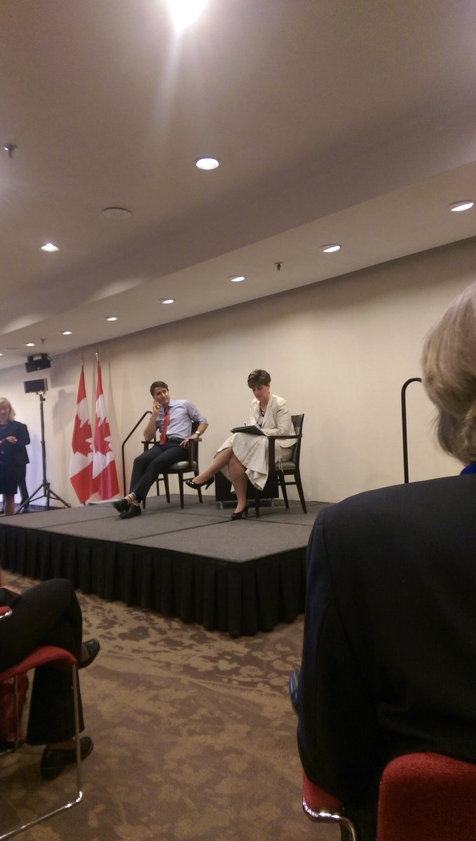 maximem's tweet photo. Emerging leader @SarahBPower asking @mclaudebibeau @JustinTrudeau how to get Canadians engaged on #SDGs @AKFCanada https://t.co/A6ZvQTZY4d