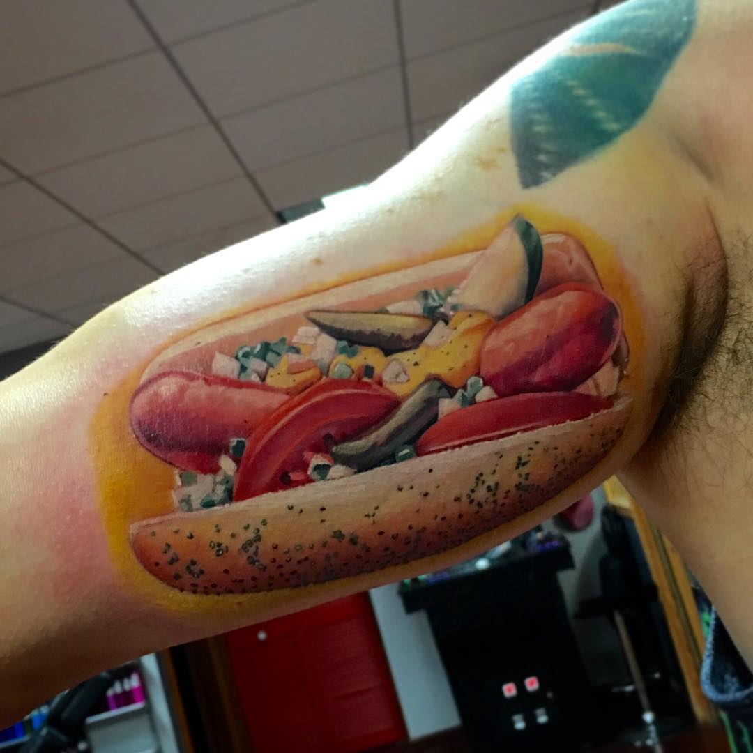 Chicago Style Hotdog tattoo  Tattoos Food tattoos Dog tattoo