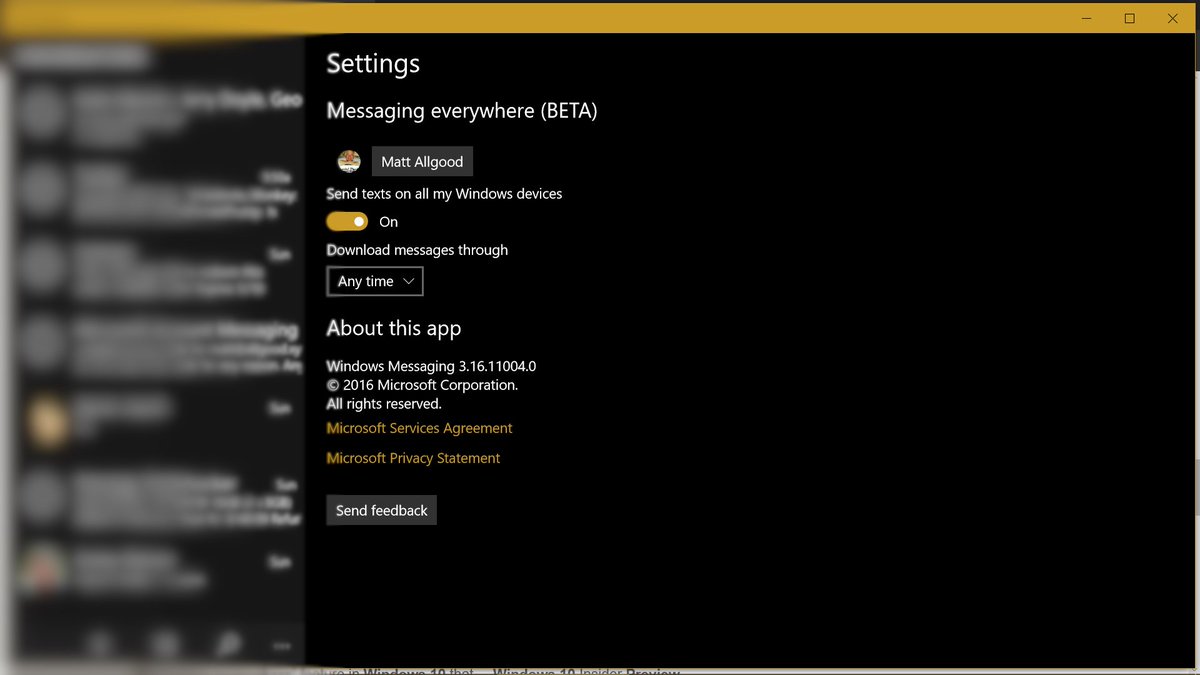 PocketWindows's tweet image. @GabeAul On build 14332 on phone and tablet pc and finally synced messages after a week, but can&apos;t send from pc?