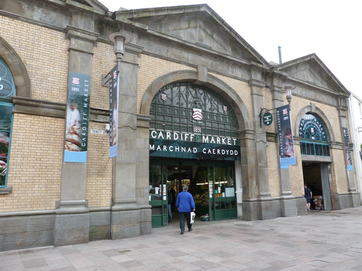 cardiffcouncil's tweet image. Cllr Hinchey cuts the ribbon on Cardiff Market’s colourful
new look!
