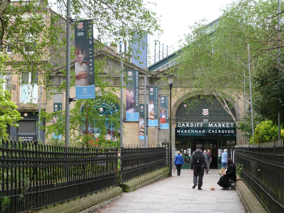 cardiffcouncil's tweet image. Cllr Hinchey cuts the ribbon on Cardiff Market’s colourful
new look!