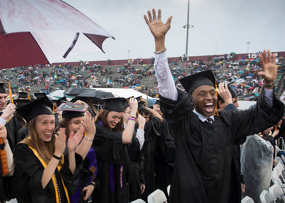 UMassAmherst's tweet photo. Wrap-up of 2016 #UMass Amherst commencement at https://t.co/9GjoJsqxMD   photos, speeches, news reports. #umass2016 https://t.co/t7rX3HZe4C