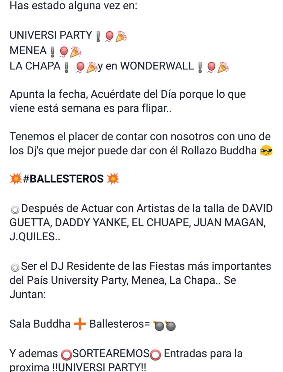 josegcparty's tweet photo. 💣💣 ¡¡BOMBAZO EN @Buddha_ILLescas!!💣💣 

Vuelve 💥#BALLESTEROS💥

🔴SORTEAREMOS ENTRADAS PARA UNIVERSI PARTY🔴

📲692993737 https://t.co/2oqGH6gW0j