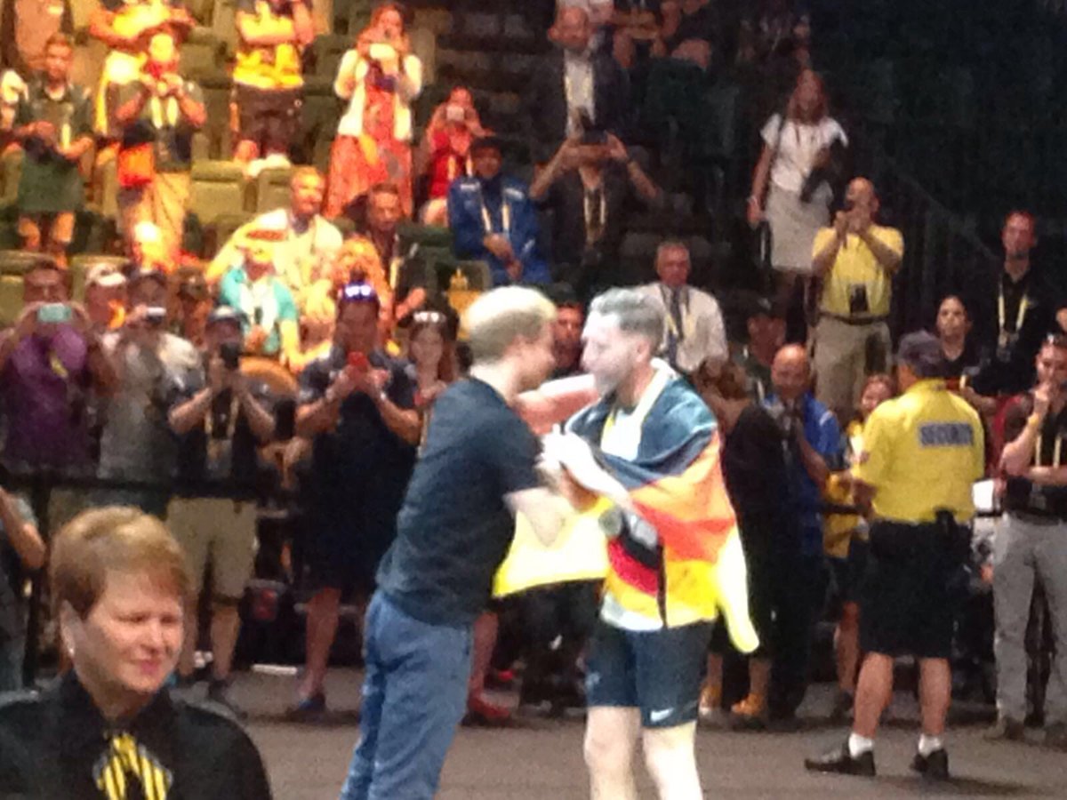 GermanyinUSA's tweet photo. We have our 1st medal @InvictusOrlando Congrats to Kai Cziesla for silver in indoor rowing! Prince Harry presented https://t.co/2crD9NdnKe