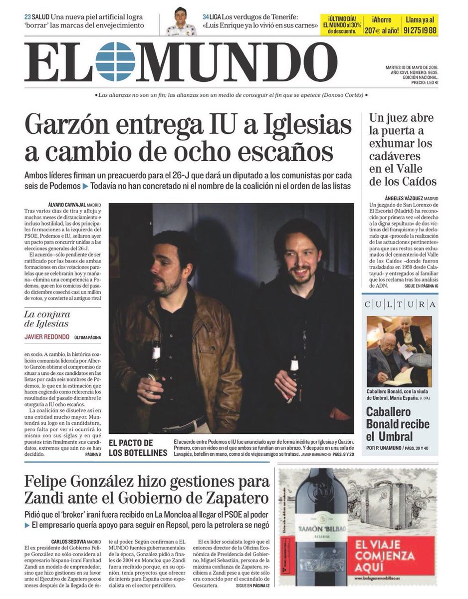 En realidad brindábamos por el éxito de la huelga de mañana de los trabajadores de Unidad Editorial. ;-)
