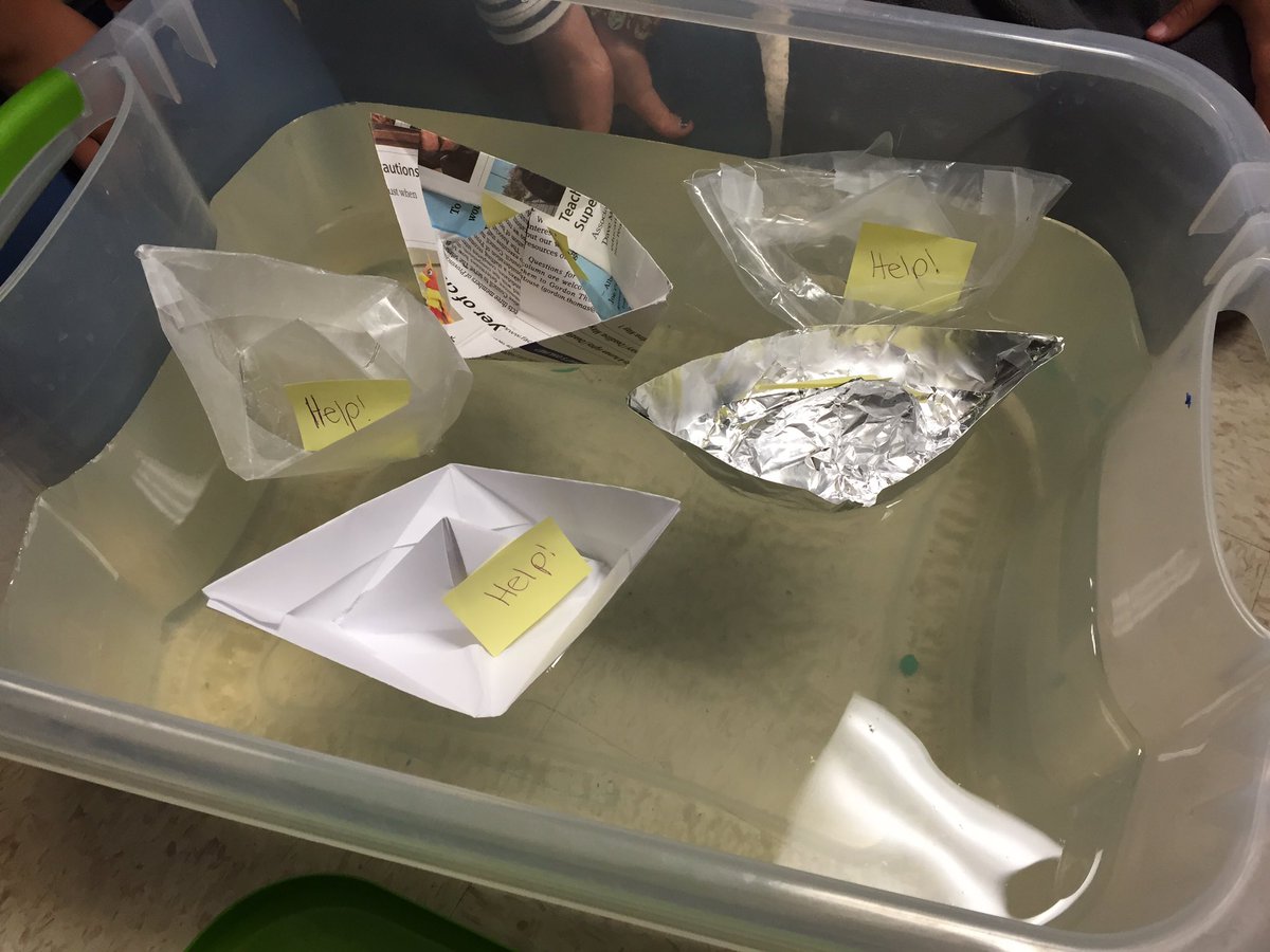 misscdmiller's tweet image. Which rescue boat would last &amp;amp; deliver a message for help? Learning about waterproof materials in #science2 @stcatPB