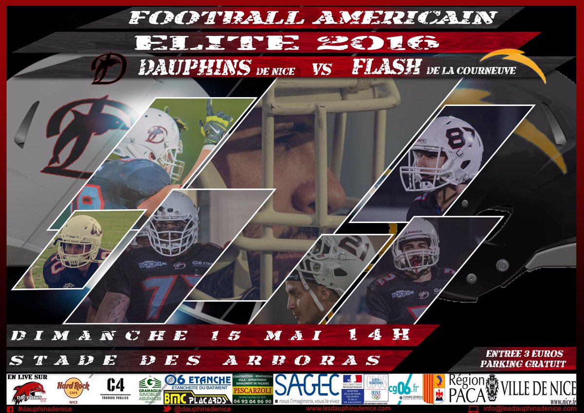 Dernier à Nice avant les play off. Venez nombreux encourager les Dauphins. Let's go Noir&amp;Rouge Let's go Dauphins