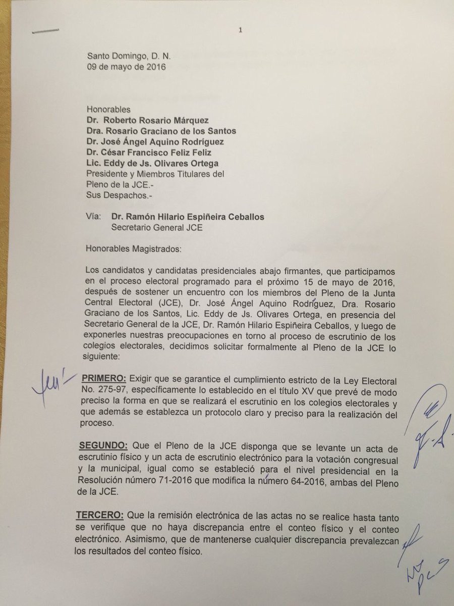luisabinader's tweet photo. Este es el documento que hemos presentado en conjunto ante la JCE en defensa de la transparencia del proceso https://t.co/K4a1PxpxC8