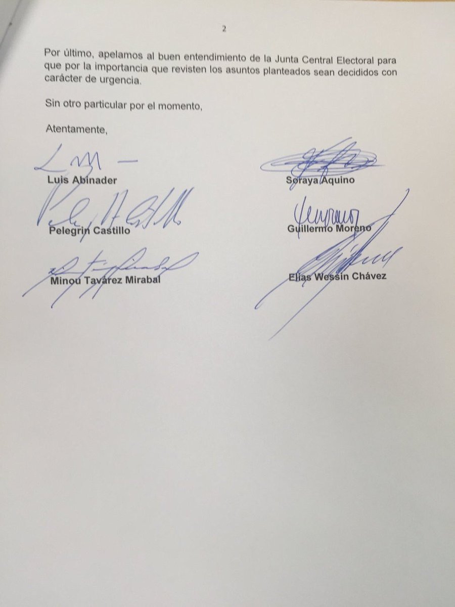 luisabinader's tweet photo. Este es el documento que hemos presentado en conjunto ante la JCE en defensa de la transparencia del proceso https://t.co/K4a1PxpxC8