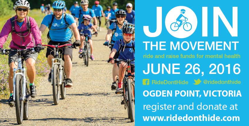 The Canadian Mental Health Association needs volunteers for  "Ride Don’t Hide" June 26! Email RDHVolunteer@gmail.com