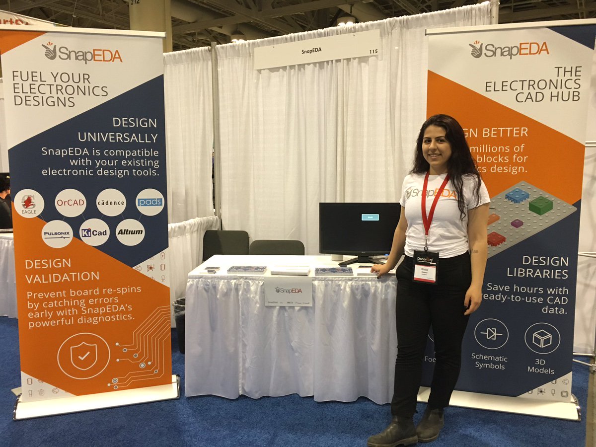 SnapEDA's tweet photo. Heading to #OCEdiscovery, and make hardware? Find us @ Booth 115 to find out how we accelerate electronics design. https://t.co/pse73Tzgpv