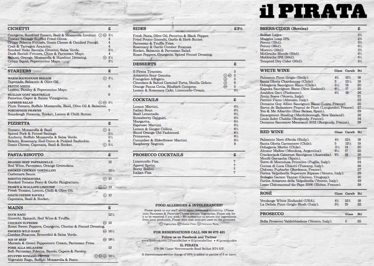ilpiratabelfast's tweet photo. We're so excited to be launching our new menu this evening and can't wait to see what you #IlPirataJunkies think! https://t.co/pgxevbCGdW