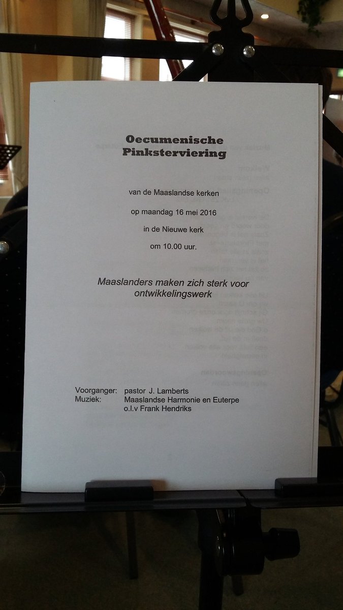 MaaslandseHarm's tweet photo. Vanavond op de lessenaar... muziek voor Oecumenische dienst #Pinksteren in kader @SportenSpel met @EuterpeMaasland https://t.co/FwY05I7e9J