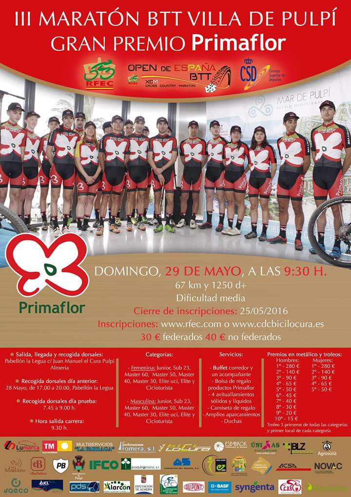 Recuerda que nos vemos el 29 de mayo en Pulpí para el Gran Premio <a href="/Primaflor/">ᅟ ％ ᅟ𝘢𝙽𝙽𝙰 ᅟ﹠̲.ᅟ 𝘷𝙸𝚃𝙾́𝚁𝙸𝙰 ᅟ︵، 𖤓 ᅟ</a>, prueba del Open de España XCM.