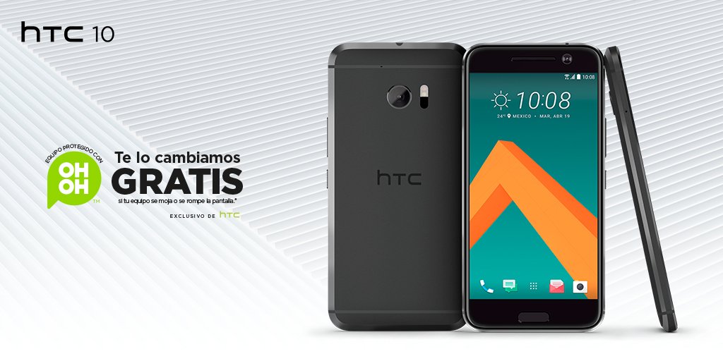 HTCMexico's tweet photo. ¡El HTC 10 ahora cuenta también con la garantía Oh Oh que lo protege si su pantalla se rompe o si se moja! 😎 https://t.co/zT3fGwXbQJ