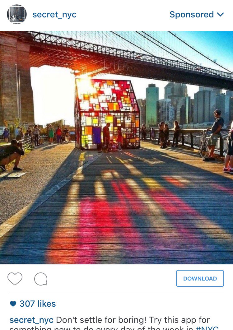 SonamTM's tweet photo. Makes me want to see more of #nyc.  Good instagram ads #Kassner16 @ParsonsProf https://t.co/YnLV7c6pP1