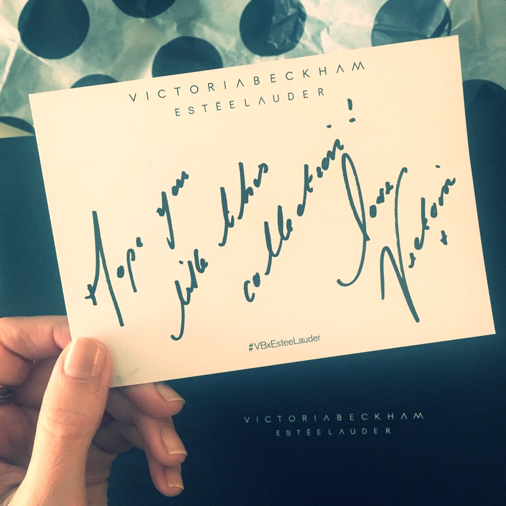 When <a href="/victoriabeckham/">Victoria Beckham</a> sends you a handwritten thank you note after her (A-mazing) <a href="/esteelauder/">Estée Lauder</a> m-up launch #casual