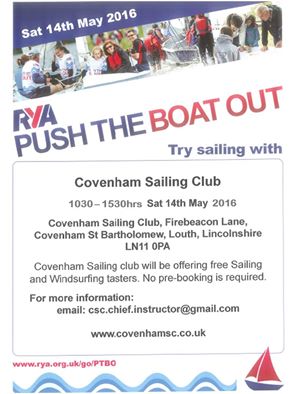 CovenhamSC's tweet image. Push The Boat Out Day encourages people to try something new. Why not try sailing  TODAY at @CovenhamSC?