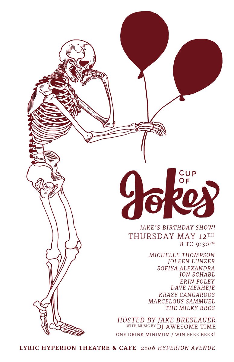 THIS THURSDAY!!!#freebeer #comedy #standup #lyrichyperiontheatreandcafe #silverlake #cupofjokes