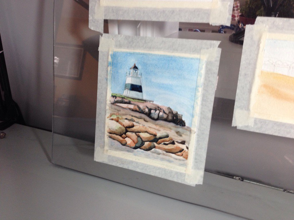 NomadDAStudio's tweet photo. Today's project - watercolour study. #Margaretsville #lighthouse #watercolour https://t.co/mh8j6YtMrD