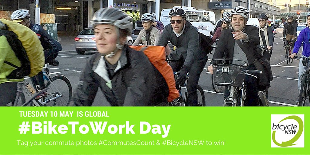 BicycleNSW's tweet photo. Whether it's 2 km or 20 km, let's show that our #CommutesCount on Global #BikeToWork Day! https://t.co/498yxkkofB https://t.co/tzQHX3sUk5