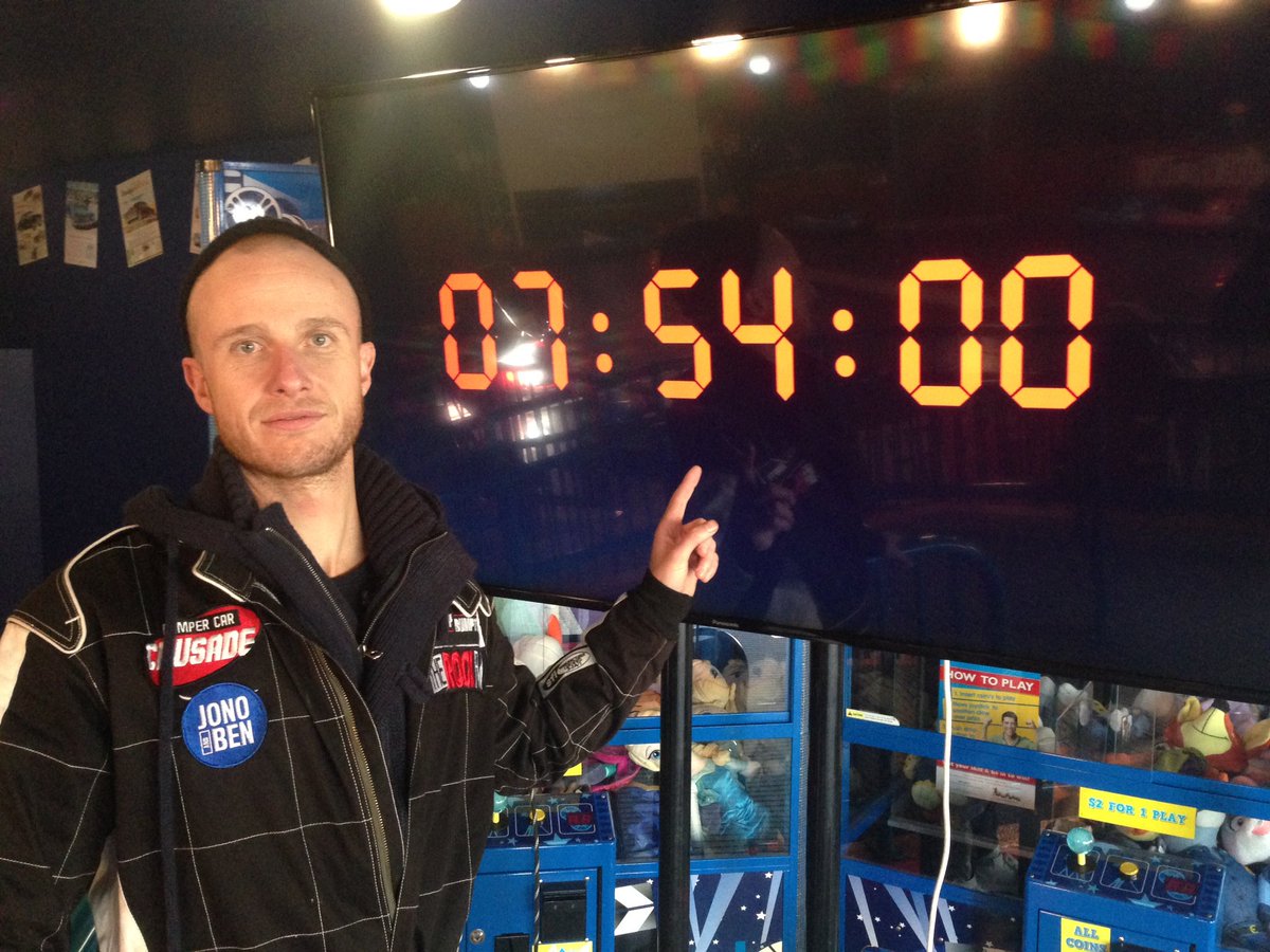 JonoAndBen's tweet image. Not long to go now... Jokes, still got ages 😫 #30HourBumperCarRecord
