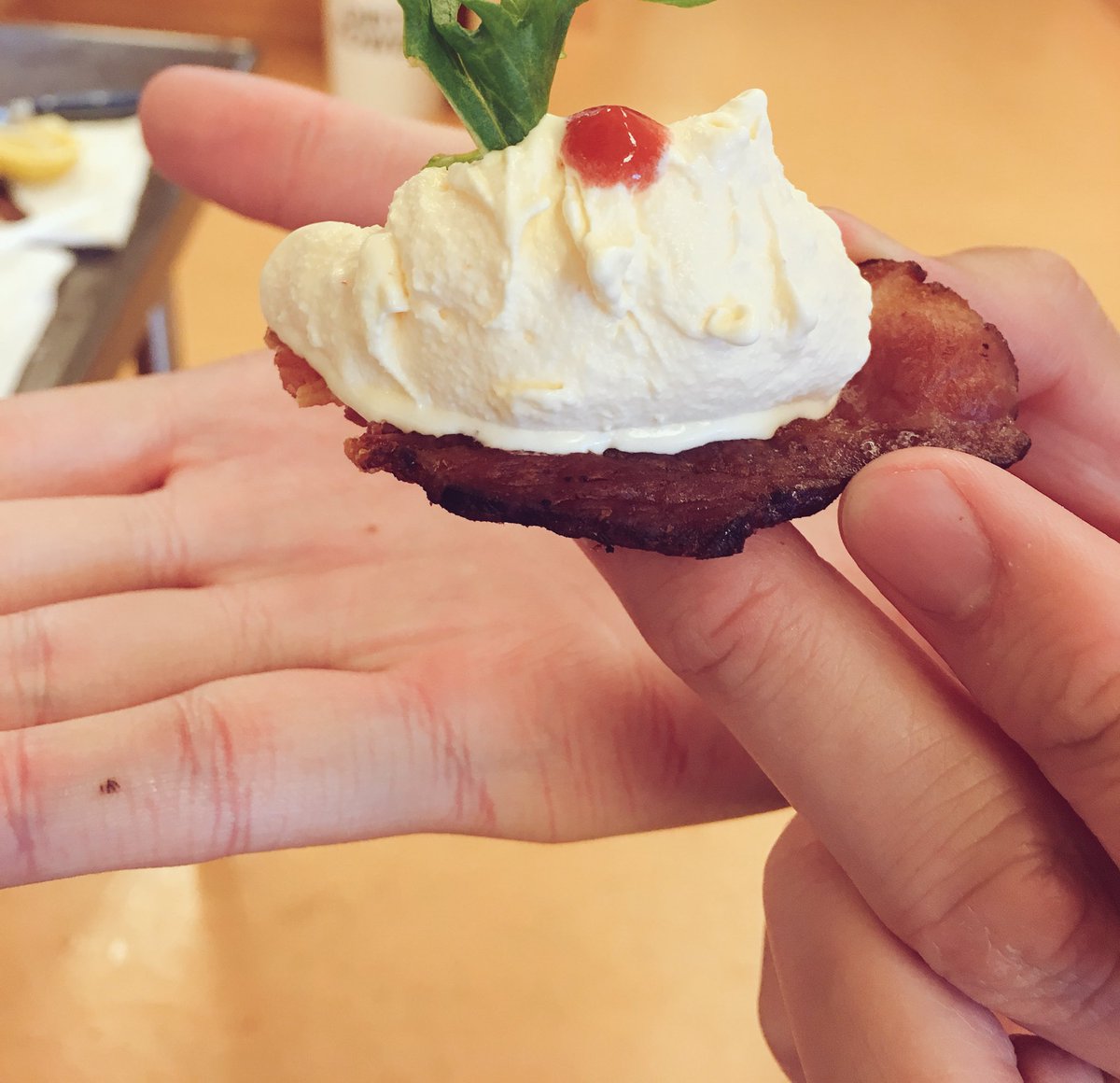 SavorIceCream's tweet photo. Taste testing some toppings for our new savory flavors. Sriracha + Bacon are a match made in heaven #fst160 #savór https://t.co/PvPaDT9VLz