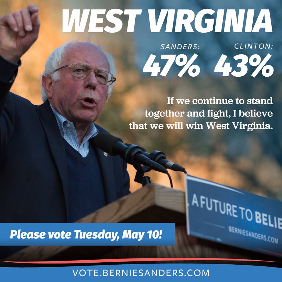 LydiaSullivan42's tweet photo. Vote for your best interests, West Virginia. #WVPrimary #StillSanders https://t.co/fu2akYxqF1