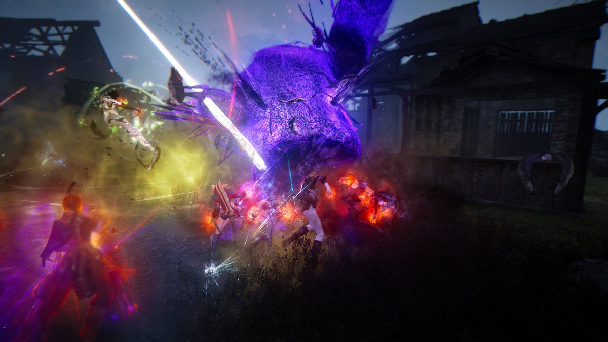 ZoravPOW's tweet photo. Absolutely love this action shot of the gang @ the guild boss on Saturday. Look at @KaedeVarr flying ...out. :P #BDO https://t.co/j7k2qVL0NQ