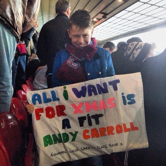 misslmcleod's tweet photo. Andy mybig man iscoming towatch the last game tomorrow,Is there any chance he can have your shirt Pls @AndyTCarroll https://t.co/RU5ZBFFE3q