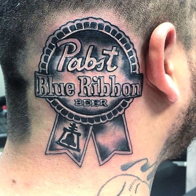 Pabst Blue Ribbon tattoo