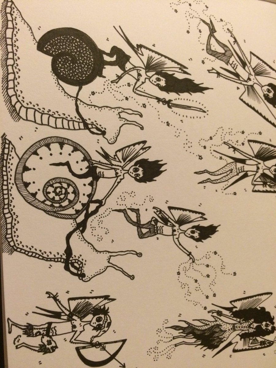 ediebabes's tweet photo. Wrong way round, but imps on snails. Because. #illustration #art #DrawingIsMagic https://t.co/a7uzCjppg7