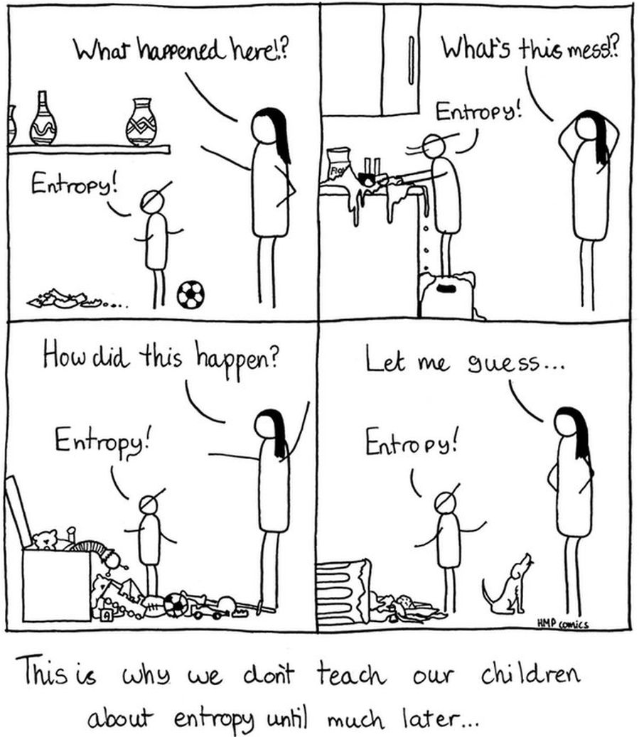 JohnRMoffitt's tweet image. #PhysicsHumor The best illustration for not teach children about entropy until they're old enough to handle it.