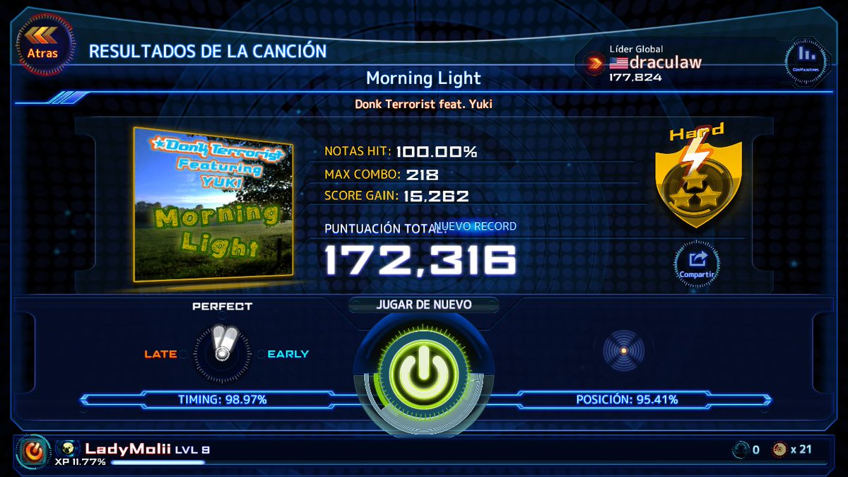 LadyMolii's tweet photo. #ReRavePlus Results - Morning Light [Hard]: 3-Star @ 172316 Pts - NEW RECORD! +15262Pts https://t.co/WZ9owYK2M4